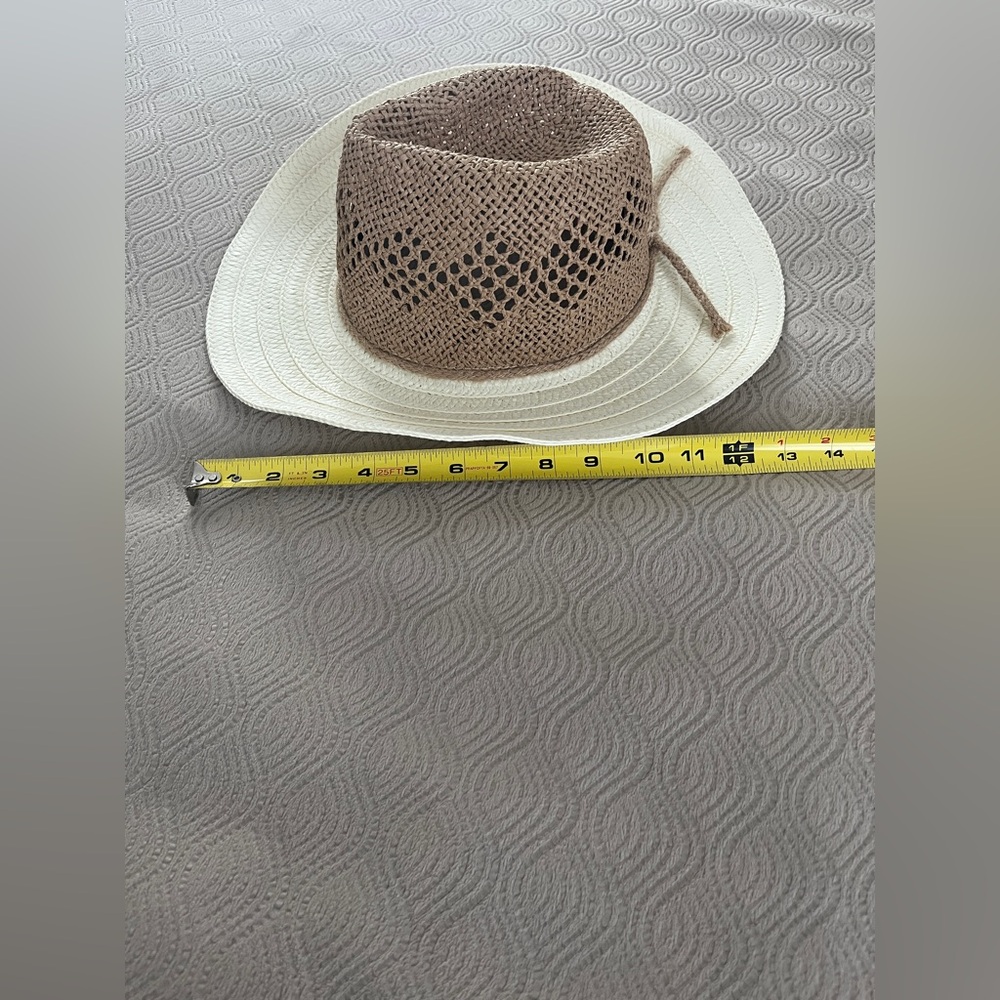 David and Young Brown and Cream Woven packable Sun Hat - Picture 5 of 6